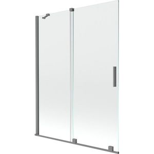 MEXEN/S - Velár dvojkrídlová posuvná vaňová zástena 130 x 150, transparent, grafit metal 896-130-000-01-95 vyobraziť