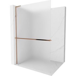 MEXEN/S - Kioto+ L Sprchová zástena WALK-IN s poličkou a držiakom uterákov 110 x 200, dekor, ružové zlato 800-110-123-60-30 vyobraziť