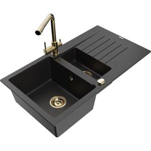 MEXEN/S MEXEN/S - Matias granitový drez 1.5 s odkvapkávačom vrátane batérie Duero, čierna/strieborná metali 6502-73-671600-50 vyobraziť