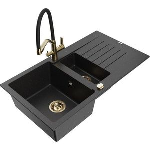 MEXEN/S MEXEN/S - Matias granitový drez 1.5 s odkvapkávačom vrátane batérie Duo, čierna/strieborná 6502-73-671701-57-G vyobraziť