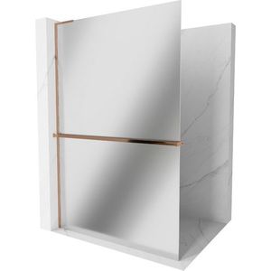 MEXEN/S - Kioto+ L Sprchová zástena WALK-IN s poličkou a držiakom uterákov 70 x 200, zrkadlová, ružové zlato 800-070-123-60-50 vyobraziť