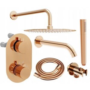 MEXEN/S - Kai DR70 podomietkový vaňový SET s výtokovou hubicou + slim sprcha 25, ružové zlato 77602DR70251-60 vyobraziť