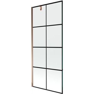 MEXEN/S - Next vaňová zástena FIX 80x150, čierny dekor, růžové zlato 895-080-000-00-77-60 vyobraziť