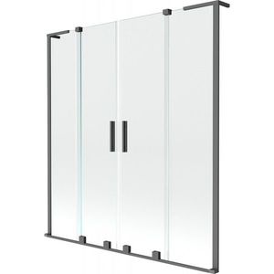 MEXEN/S - Velar L Duo dvojkrídlová posuvná vaňová zástena 140 x 150, transparent, grafit metal 896-140-003-02-95 vyobraziť