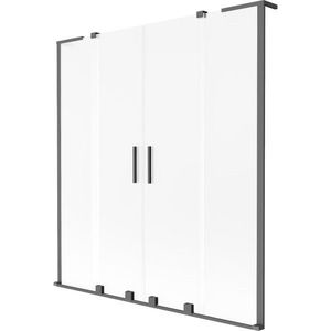 MEXEN/S - Velar L Duo dvojkrídlová posuvná vaňová zástena 140 x 150, dekor, grafit metal 896-140-003-32-95 vyobraziť