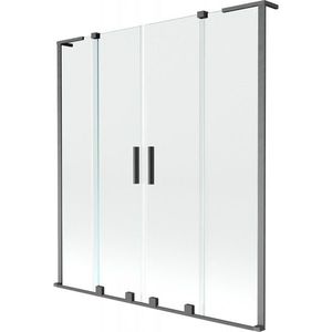 MEXEN/S - Velar L Duo dvojkrídlová posuvná vaňová zástena 150 x 150, transparent, grafit kartáčovaná 896-150-003-02-66 vyobraziť