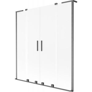 MEXEN/S - Velar L Duo dvojkrídlová posuvná vaňová zástena 150 x 150, dekor, grafit kartáčovaná 896-150-003-32-66 vyobraziť