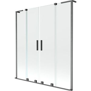 MEXEN/S - Velar L Duo dvojkrídlová posuvná vaňová zástena 160 x 150, transparent, grafit kartáčovaná 896-160-003-02-66 vyobraziť