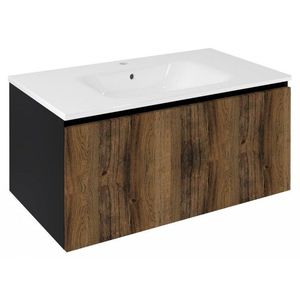 SAPHO - LOREA umývadlová skrinka 90x44x51, 2cm, 1x zásuvka, dub collingwood/čierna matná LE090-1935 vyobraziť