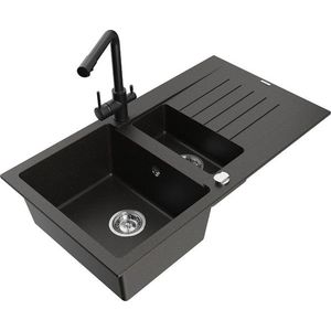 MEXEN/S MEXEN/S - Matias granitový drez 1.5 s odkvapkávačom vrátane batérie Duero, čierna/zlatá metalik 6502-75-671600-70 vyobraziť