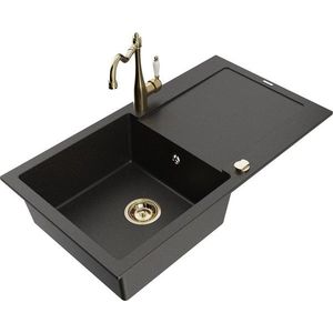 MEXEN/S MEXEN/S - Leo granitový drez 1 s odkvapkávačom vrátane batérie Carla, čierna/zlatá metalik 6501-75-670700-50 vyobraziť