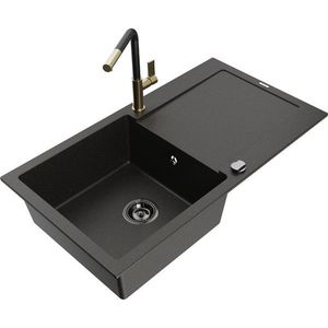 MEXEN/S MEXEN/S - Leo granitový drez 1 s odkvapkávačom vrátane batérie Flora, čierna/zlatá metalik 6501-75-670401-57-B vyobraziť