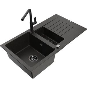 MEXEN/S MEXEN/S - Matias granitový drez 1.5 s odkvapkávačom vrátane batérie Flora, čierna/zlatá 6502-75-670401-70-B vyobraziť