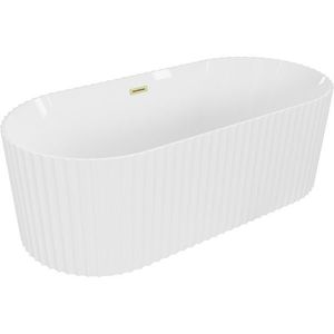 MEXEN/S - Paola voľne stojaca vaňa reliéf 150 x 75, biela lesk, sifón a prepad zlatá kartáčovaná 52721507500-55 vyobraziť