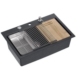 Quadron Quadron - Granitový drez MARC 110 WORKSTATION Black Metallic Oceľ HQM7650U8_BS vyobraziť