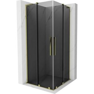 MEXEN/S - Velar L Duo sprchovací kút, posuvné dvere 90 x 90, grafit, zlato 871-090-090-02-43-50 vyobraziť