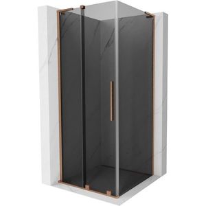 MEXEN/S - Velar L sprchovací kút, posuvné dvere 110 x 110, grafit, meď kartáčovaná 871-110-110-43-65 vyobraziť