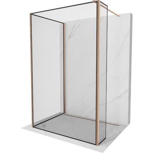 MEXEN/S - Kioto Sprchová zástena WALK-IN 100 x 80 x 30, čierny vzor, meď kartáčovaná 800-100-080-221-65-70-030 vyobraziť