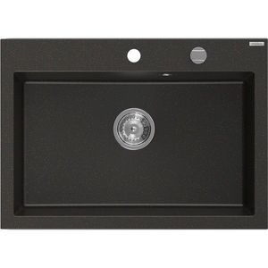 MEXEN MEXEN - Elix granitový drez 1-miska 700 x 500 mm, čierna/zlatá metalik, sifón chróm 6526701005-75 vyobraziť