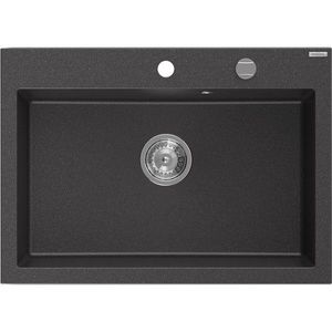MEXEN MEXEN - Elix granitový drez 1-miska 700 x 500 mm, čierna kropenatá, sifón chróm 6526701005-76 vyobraziť