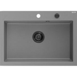 MEXEN/S MEXEN/S - Elix granitový drez 1-miska 700 x 500 mm, sivý, sifón čierna 6526701005-71-B vyobraziť