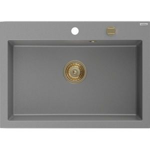 MEXEN/S MEXEN/S - Elix granitový drez 1-miska 700 x 500 mm, sivý, sifón zlatá 6526701005-71-G vyobraziť