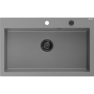 MEXEN/S MEXEN/S - Elix granitový drez 1-miska 800 x 500 mm, sivý, sifón čierna 6527801005-71-B vyobraziť