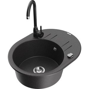 MEXEN/S MEXEN/S - Kevin granitový drez s odkvapkávačom vrátane batérie Telma, čierna kropenatá 6517-76-670200-70 vyobraziť