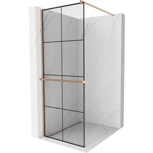 MEXEN/S - Kioto+ Sprchová zástena WALK-IN s poličkou a držiakom uterákov 70 x 200, čierny vzor, meď kartáčovaná 800-070-121-65-77 vyobraziť