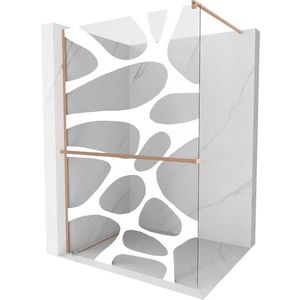 MEXEN/S - Kioto+ Sprchová zástena WALK-IN s poličkou a držiakom uterákov 70 x 200, biely vzor, meď kartáčovaná 800-070-121-65-97 vyobraziť