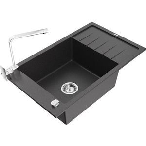MEXEN/S MEXEN/S - Elias granitový drez 1-miska s odkvapkávačom vrátane batérie Rita, čierny kropenatý 6511-76-670300-00 vyobraziť