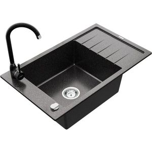 MEXEN/S MEXEN/S - Elias granitový drez 1 s odkvapkávačom vrátane batérie Telma, čierna kropenatý 6511-76-670200-76 vyobraziť