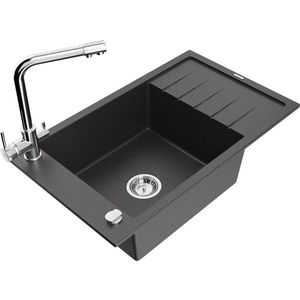 MEXEN/S MEXEN/S - Elias granitový drez 1-miska vrátane batérie Duero, čierna kropenatá 6511-76-671600-00 vyobraziť