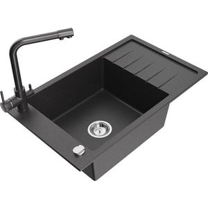 MEXEN/S MEXEN/S - Elias granitový drez 1-miska vrátane batérie Duero, čierna kropenatá 6511-76-671600-76 vyobraziť