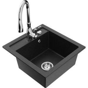 MEXEN/S MEXEN/S - Vitogranitový drez 1-miska vrátane batérie Savita, čierna/srebrny metalik 6503-73-672601-00 vyobraziť