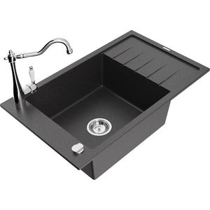 MEXEN/S MEXEN/S - Elias granitový drez 1-miska s odkvapkávačom vrátane batérie Carla, čierna kropenatá 6511-76-670700-00 vyobraziť