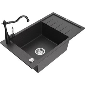 MEXEN/S MEXEN/S - Elias granitový drez 1-miska s odkvapkávačom vrátane batérie Carla, čierna kropenatá 6511-76-670700-70 vyobraziť