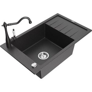 MEXEN/S MEXEN/S - Elias granitový drez 1-miska s odkvapkávačom vrátane batérie Carla, čierna kropenatá 6511-76-670700-76 vyobraziť
