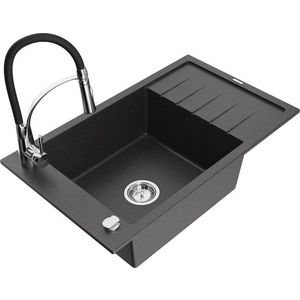 MEXEN/S MEXEN/S - Elias granitový drez 1 s odkvapkávačom vrátane batérie Aster, čierna kropenatá 6511-76-73450-07 vyobraziť