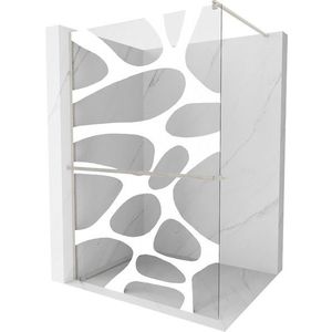 MEXEN/S - Kioto+ Sprchová zástena WALK-IN s poličkou a držiakom uterákov 110 x 200, biely vzor, nikel kartáčovaná 800-110-121-97-97 vyobraziť