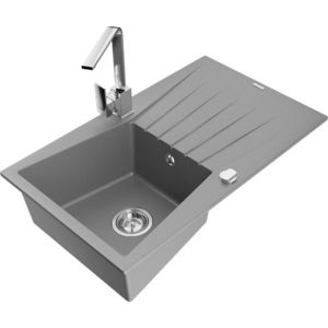 MEXEN/S MEXEN/S - Cesar granitový drez 1-miska s odkvapkávačom vrátane batérie Rita, šedý 6514-71-670300-00 vyobraziť