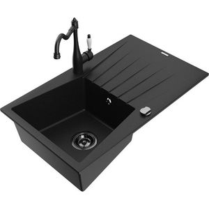 MEXEN/S MEXEN/S - Cesar granitový drez 1-miska s odkvapkávačom vrátane batérie Carla, čierna 6514-77-670700-70-B vyobraziť