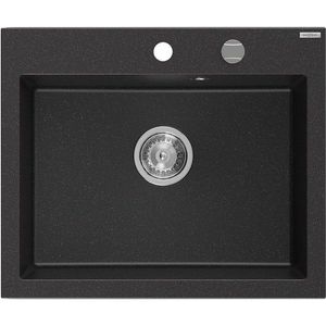 MEXEN MEXEN - Elix granitový drez 1-miska 600 x 500 mm, čierna/strieborná metalík, sifón chróm 6525601005-73 vyobraziť