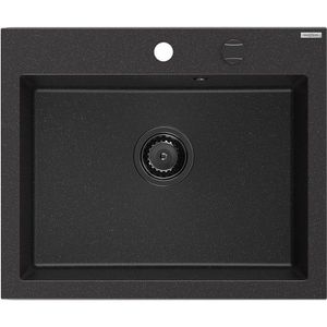 MEXEN/S MEXEN/S - Elix granitový drez 1-miska 600 x 500 mm, čierna/strieborná metalík, sifón čierna 6525601005-73-B vyobraziť