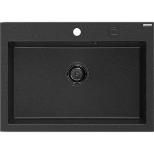 MEXEN/S MEXEN/S - Elix granitový drez 1-miska 700 x 500 mm, čierna/strieborná metalík, sifón čierna 6526701005-73-B vyobraziť