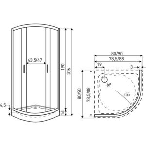 KERRA - Sprchovací kút Madera Str 90 (s vaničkou) 5907548115256 vyobraziť