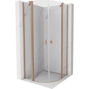 MEXEN - MIST dverná časť štvrťkruhová (2d2s) 80x80x200 cm 6mm miedź szczotkowna, číra 8A32-080-080-65-00 vyobraziť