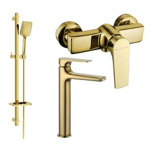 MEXEN/S - Lynx DQ62 Set umývadlovej a sprchová batéria s príslušenstvom, zlato 745914DQ62-50 vyobraziť