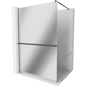 MEXEN/S - Kioto+ Sprchová zástena WALK-IN s poličkou a držiakom uterákov 80 x 200, zrkadlová, grafit kartáčovaná 800-080-121-66-50 vyobraziť