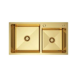 VELAZO Dvojkomorový oceľový drez zlatý 78 x 45 cm, Velazo VELAZ7845G vyobraziť